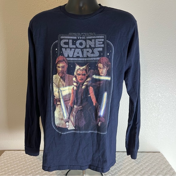 Tultex Other - Tultex Star Wars The Clone Wars Navy Long Sleeve T-Shirt Mens M
